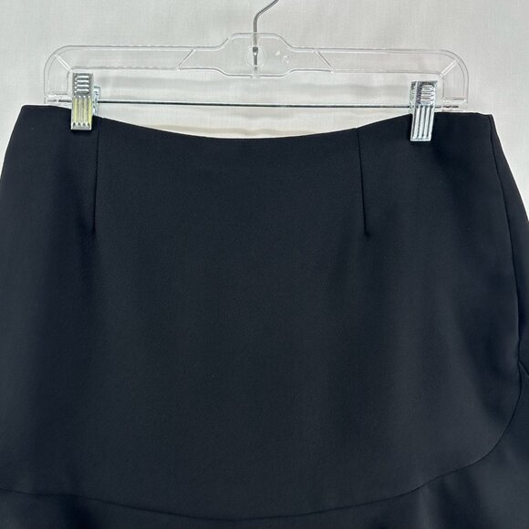 Banana Republic Flounce Mini Skirt Womens Sz 10 Back Zip Lined Ruffle Hem Black - Picture 3 of 13